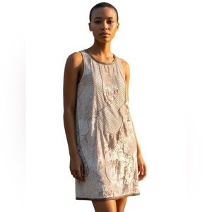 REISS Ivory Sequined Dress size 6 Round Neck Sleeveless Shift Vintage Size 6